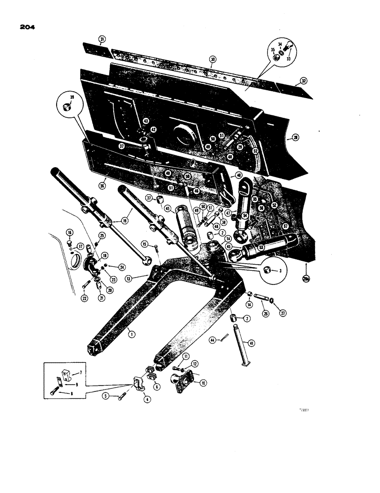 Схема запчастей Case 450 - (204) - POWER ANGLE TILT DOZER (05) - UPPERSTRUCTURE CHASSIS