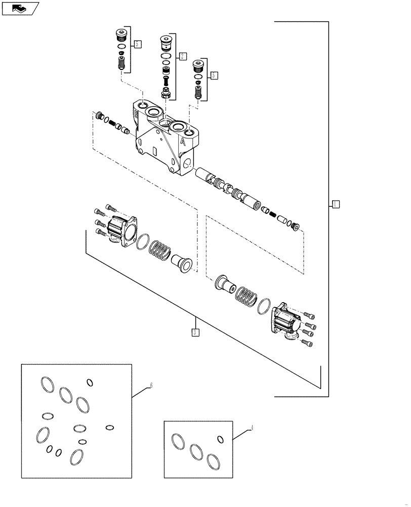 Схема запчастей Case 580SN WT - (35.150.02) - VALVE SECTION - BACKHOE, BOOM (WITH PILOT CONTROLS) (35) - HYDRAULIC SYSTEMS