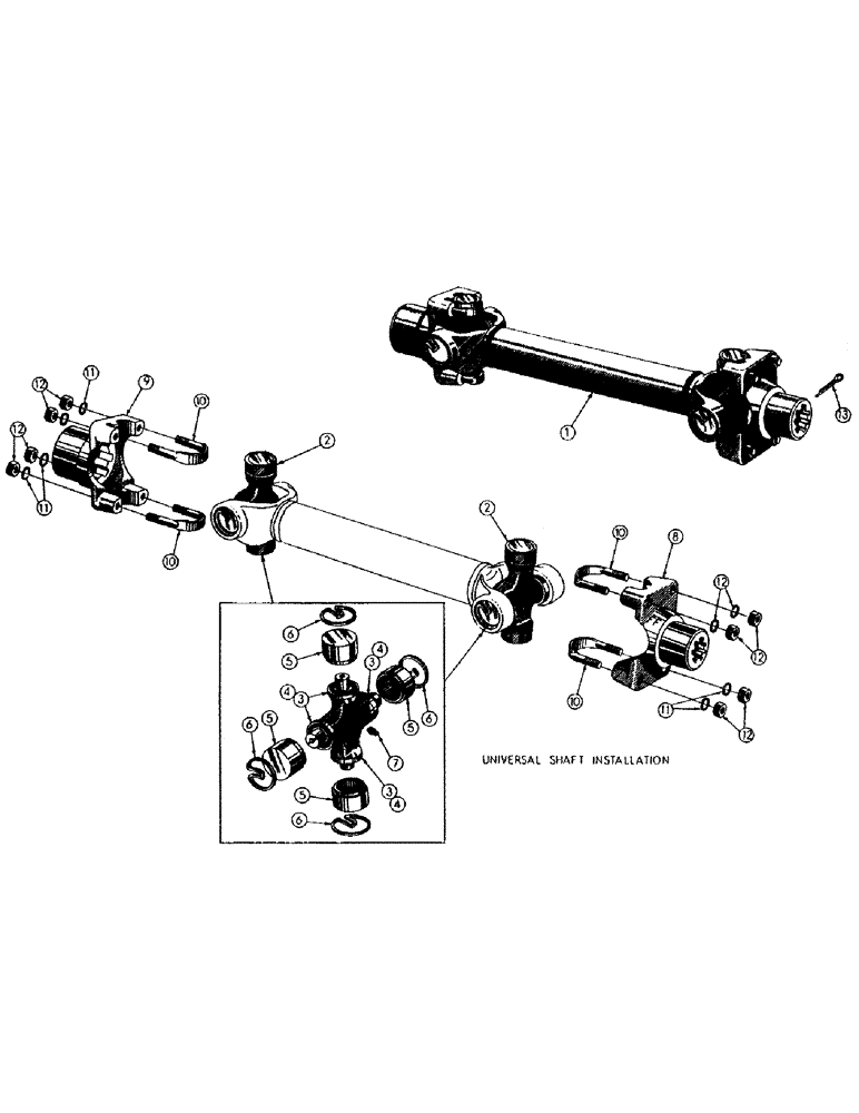 Схема запчастей Case 300 - (040) - UNIVERSAL SHAFT INSTALLATION (03) - TRANSMISSION