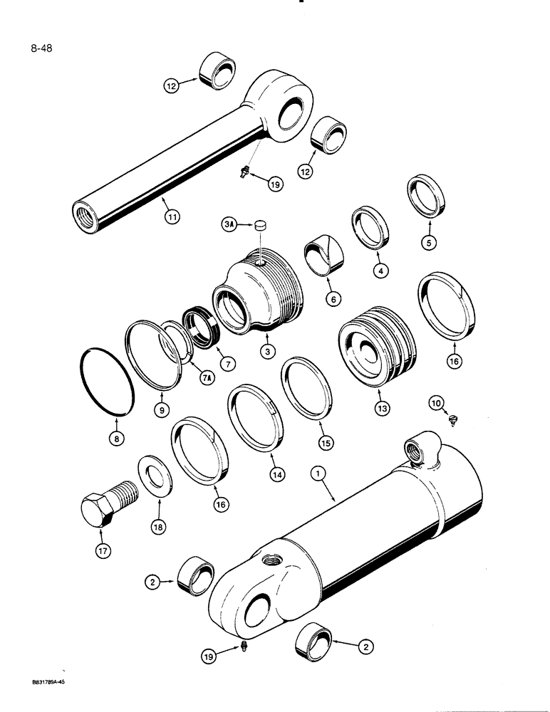 Схема запчастей Case 455C - (8-48) - DOZER ANGLE CYLINDER (08) - HYDRAULICS