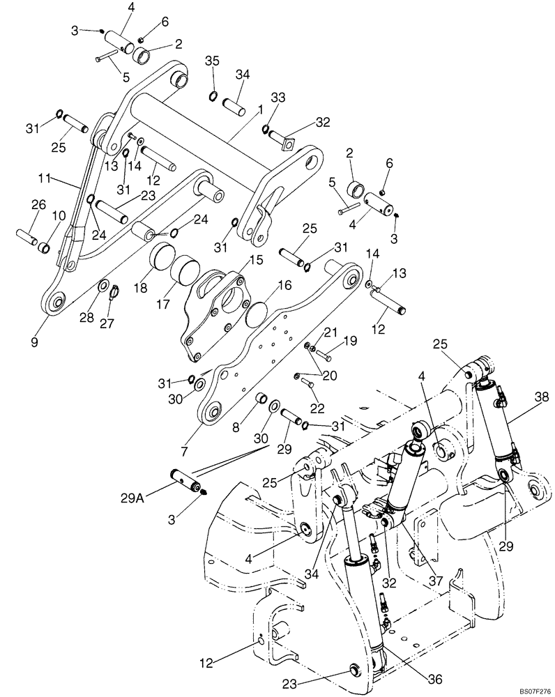 Схема запчастей Case 570MXT - (09-13B) - FRAME - HITCH, THREE POINT (STRAIGHT DRAFT ARMS W/ADJUSTING CALIPER; IF USED) (09) - CHASSIS/ATTACHMENTS