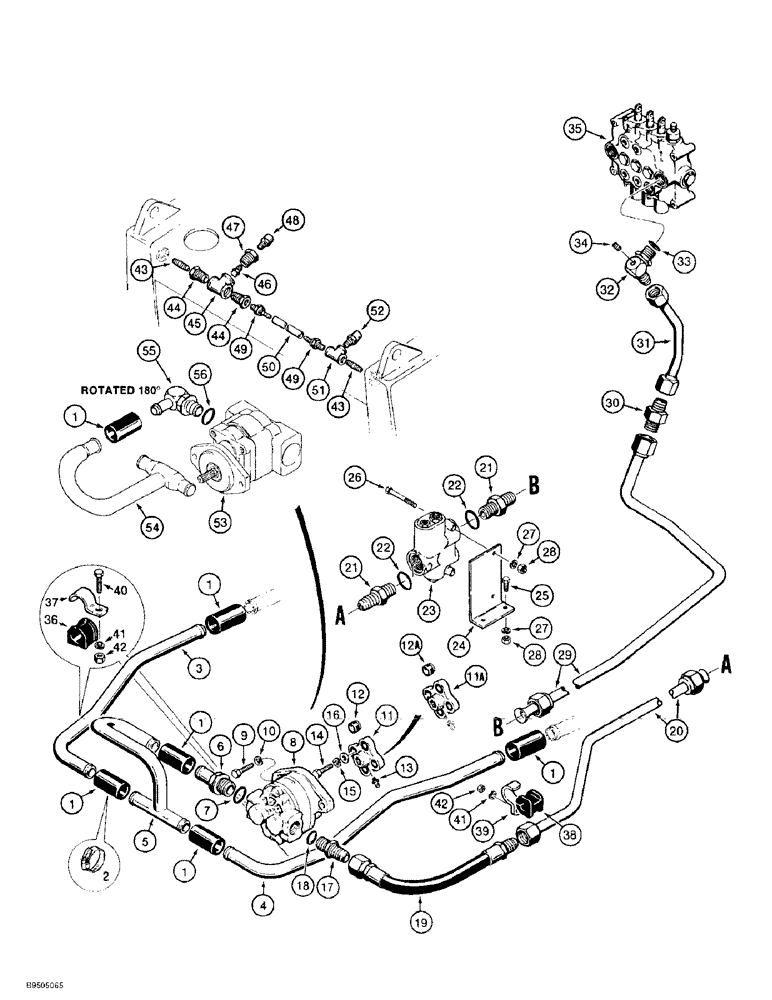 Схема запчастей Case 586E - (8-02) - FORKLIFT HYDRAULIC CIRCUIT, RESERVOIR TO CONTROL VALVE (08) - HYDRAULICS