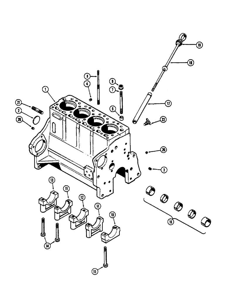 Схема запчастей Case 530CK - (041E) - CYL BLOCK ASSY(188)DIESEL ENG,WIDE FL SLEEVE W/BRACKET MOUNTED OIL FILTER USED ENG SN2610997-2614826 (10) - ENGINE