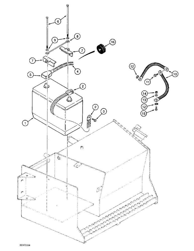 Схема запчастей Case 590L - (4-12) - BATTERY AND BATTERY CABLES, MODELS WITHOUT COLD START (04) - ELECTRICAL SYSTEMS