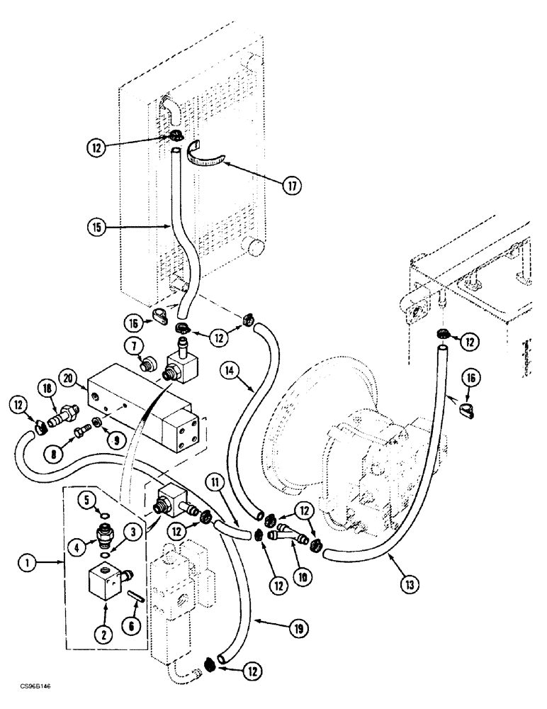 Схема запчастей Case 688BCK - (8B-10) - CIRCUIT - THERMOSTATIC CONTROLLED VALVE, 688B CK (120301-) (07) - HYDRAULIC SYSTEM