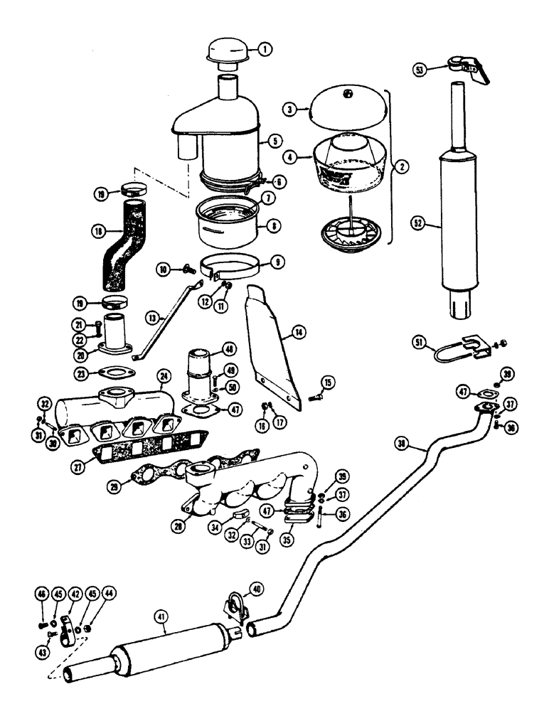 Схема запчастей Case 530CK - (050) - AIR CLEANER-MANIFOLD-MUFFLER, (188) DIESEL ENGINE (10) - ENGINE