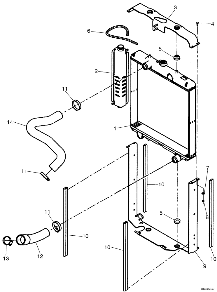 Схема запчастей Case 435 - (02-01) - RADIATOR - COOLANT RECOVERY SYSTEM (02) - ENGINE