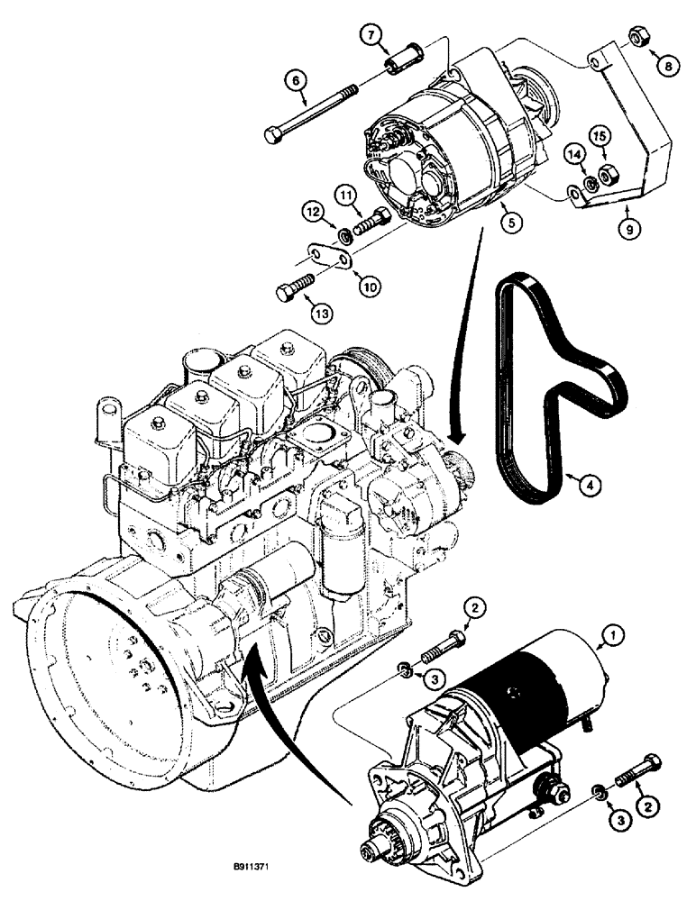 Схема запчастей Case 660 - (4-08) - STARTER AND ALTERNATOR MOUNTING (04) - ELECTRICAL SYSTEMS