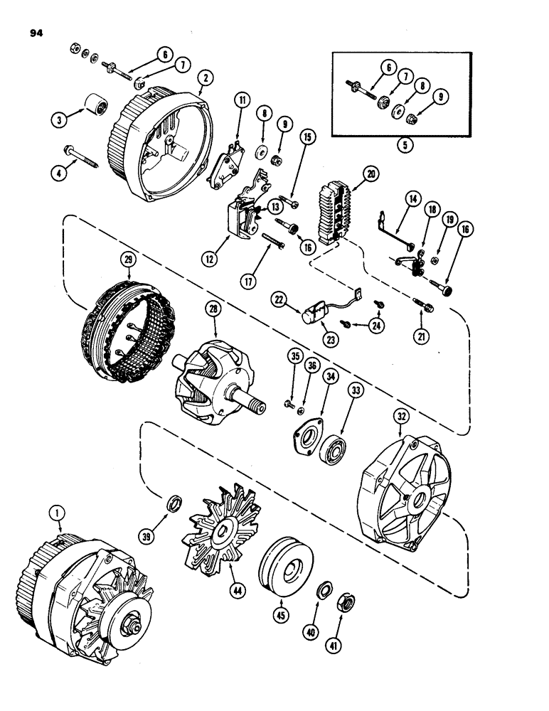 Схема запчастей Case 1835 - (094) - ALTERNATOR ASSEMBLY (04) - ELECTRICAL SYSTEMS