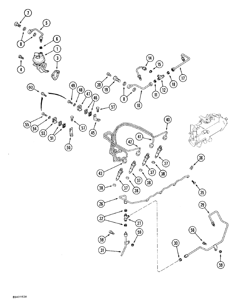 Схема запчастей Case 480F LL - (3-08) - FUEL INJECTION SYSTEM, 4-390 ENGINE (03) - FUEL SYSTEM