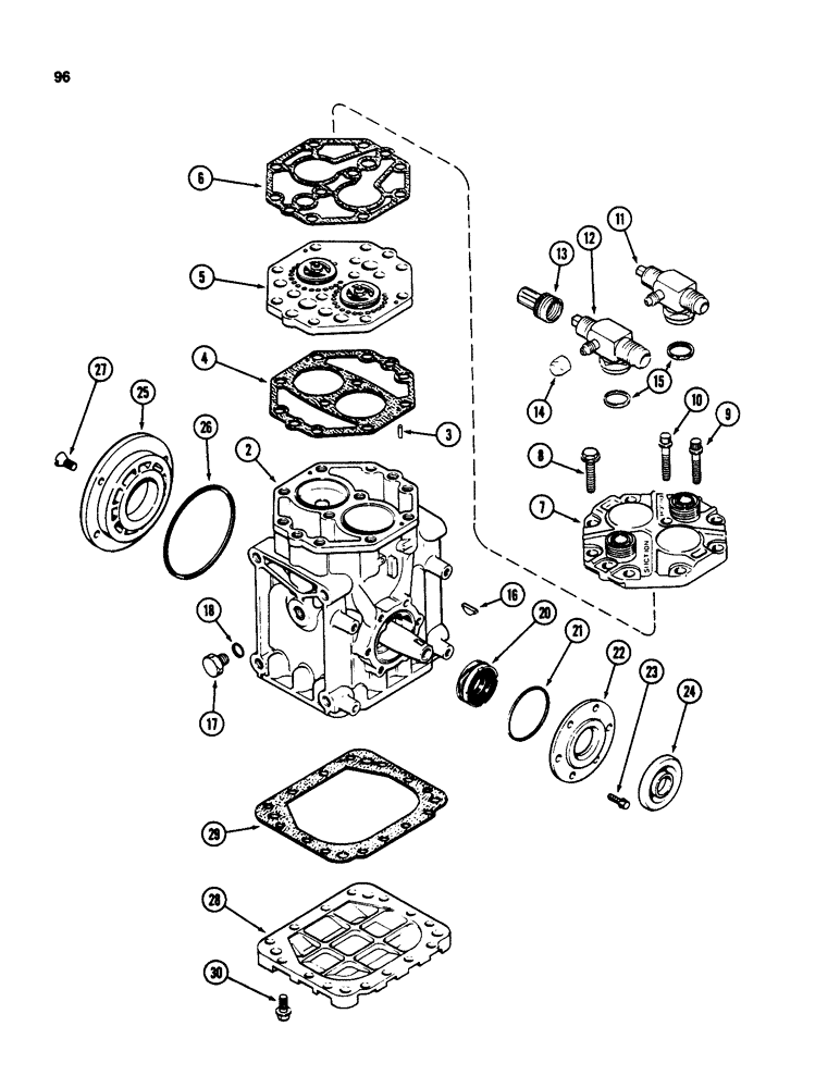 Схема запчастей Case 580D - (096) - AIR CONDITIONING COMPRESSOR (04) - ELECTRICAL SYSTEMS