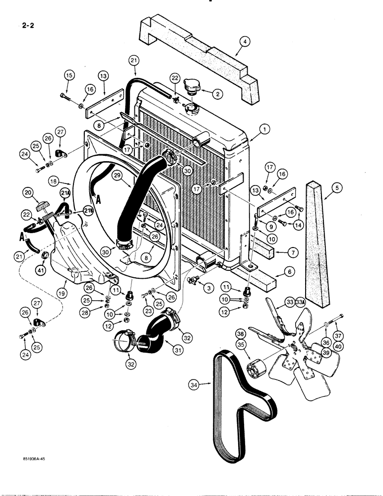 Схема запчастей Case 480E - (2-02) - RADIATOR, FAN, AND MOUNTING PARTS (02) - ENGINE