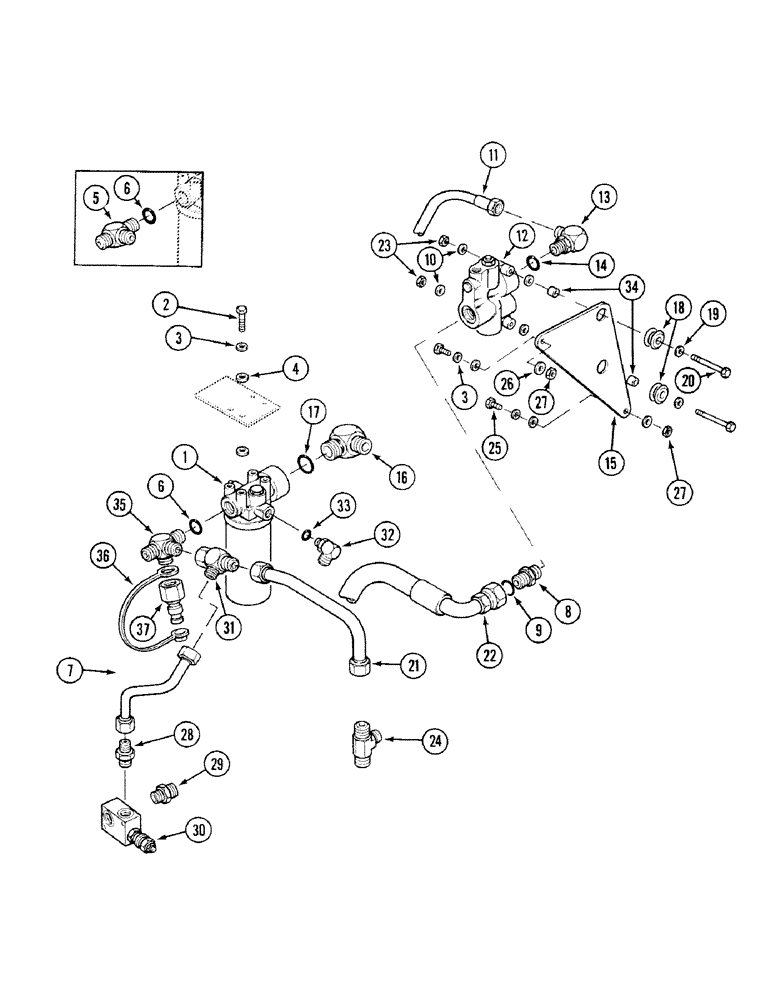 Схема запчастей Case 580SK - (8-026) - BASIC HYDRAULIC LOWER, PRESTIGE VERSION, UP TO S/N JJH0046381 (08) - HYDRAULICS