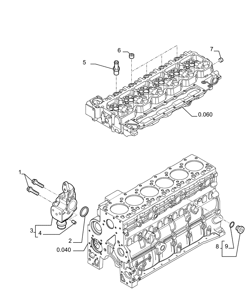 Схема запчастей Case 1850K - (0.323[01]) - PIPING - ENGINE COOLING SYSTEM (01) - ENGINE