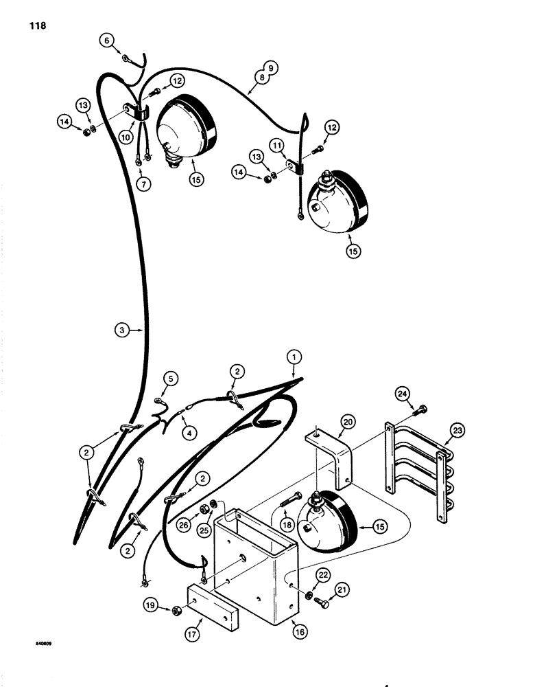 Схема запчастей Case 1080 - (118) - ELECTRICAL CIRCUIT FOR WORK LAMPS (55) - ELECTRICAL SYSTEMS