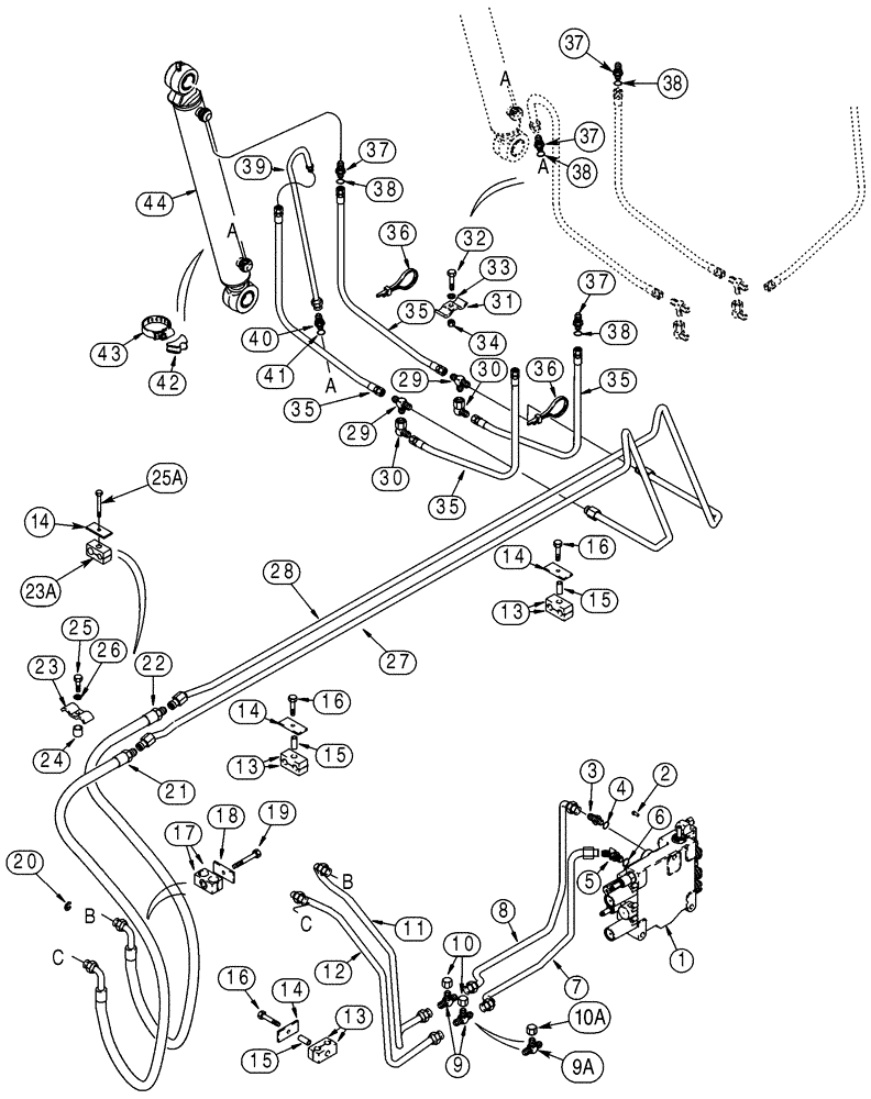 Схема запчастей Case 75XT - (08-04) - HYDRAULICS - LOADER BUCKET (08) - HYDRAULICS