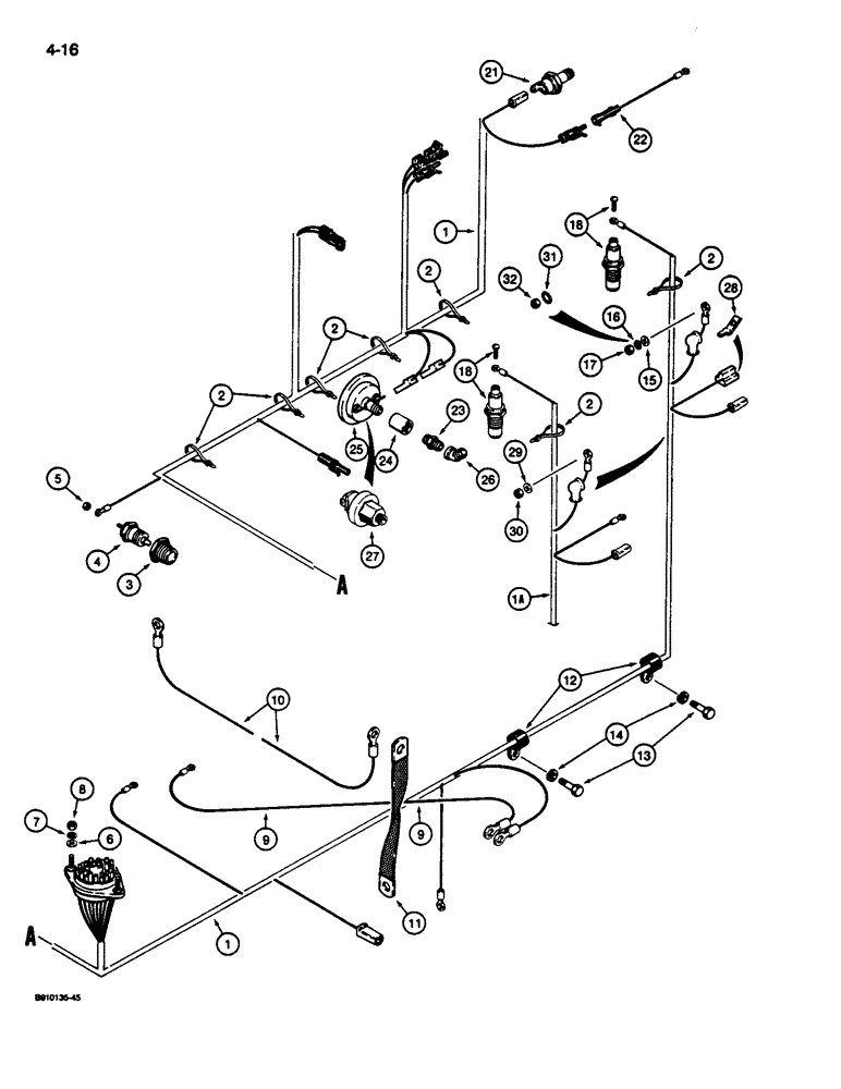 Схема запчастей Case 680L - (4-16) - ELECTRICAL CIRCUIT, FRONT HARNESS AND CONNECTIONS (04) - ELECTRICAL SYSTEMS