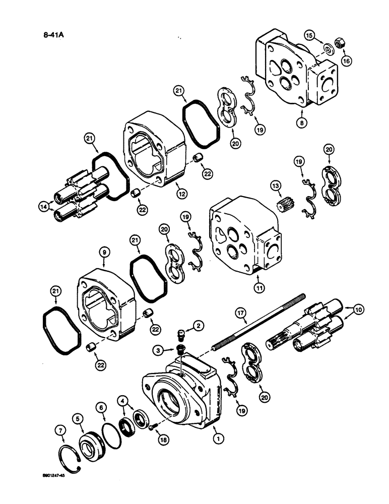 Схема запчастей Case 1187C - (8-41A) - HYDRAULIC PUMP, P.I.N. JAK0033141 AND AFTER (08) - HYDRAULICS