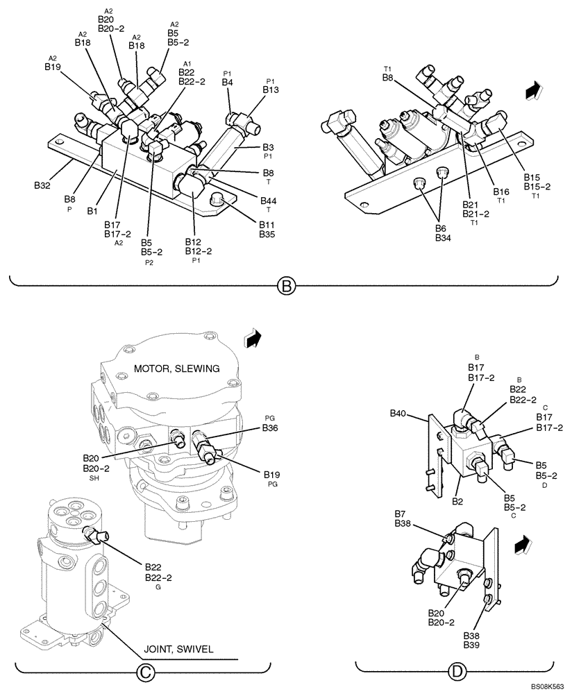 Схема запчастей Case CX27B BTW - (01-039) - CONTROL LINES, REMOTE 2 OF 2 (PM64H00048F1) (35) - HYDRAULIC SYSTEMS