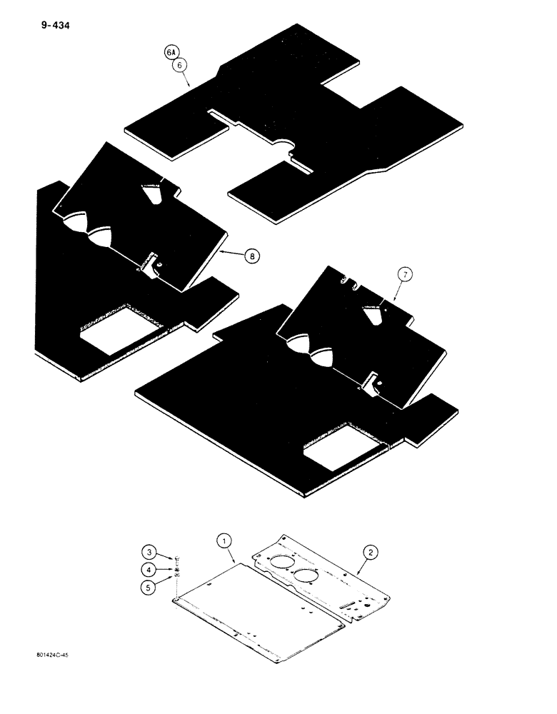 Схема запчастей Case 680K - (9-434) - FLOOR PLATES AND MATS (09) - CHASSIS/ATTACHMENTS