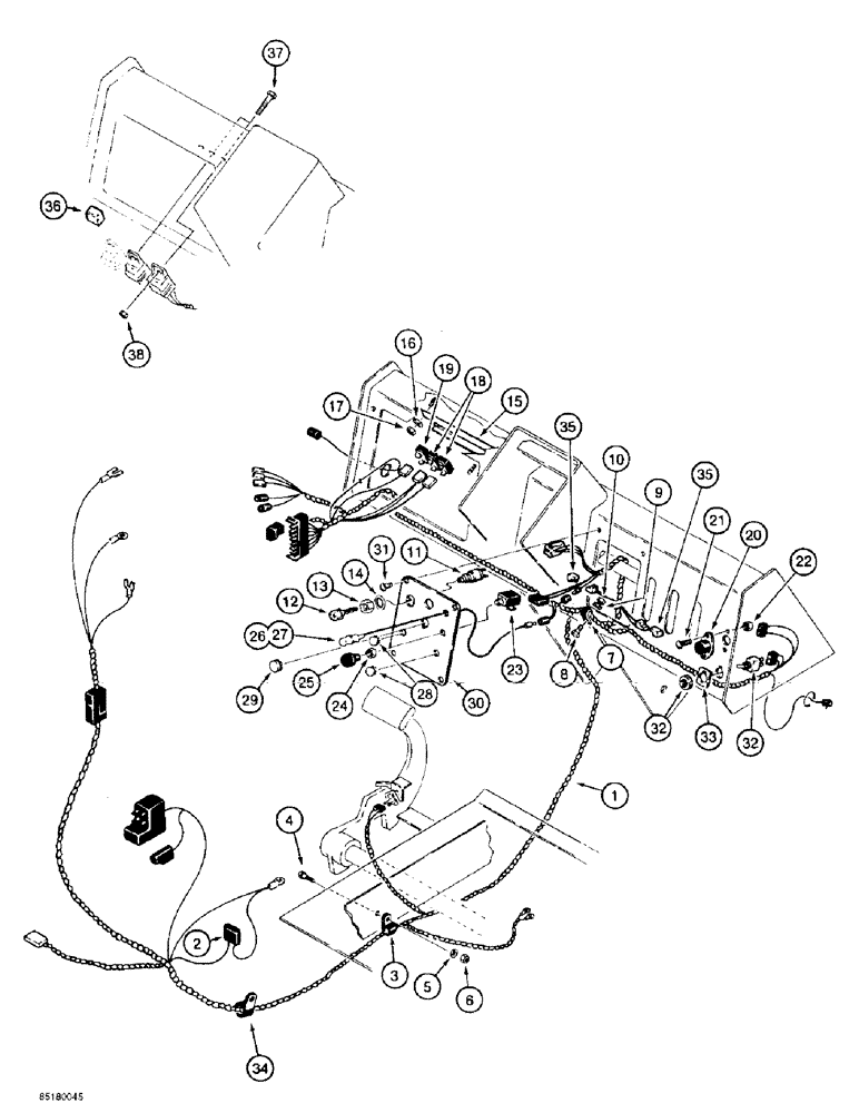 Схема запчастей Case 585E - (4-16) - ELECTRIC CIRCUIT, MAIN HARNESS AND INSTR. PANEL, MODELS W/O FLASHER LAMPS, PRIOR TO P.I.N. 17020582 (04) - ELECTRICAL SYSTEMS