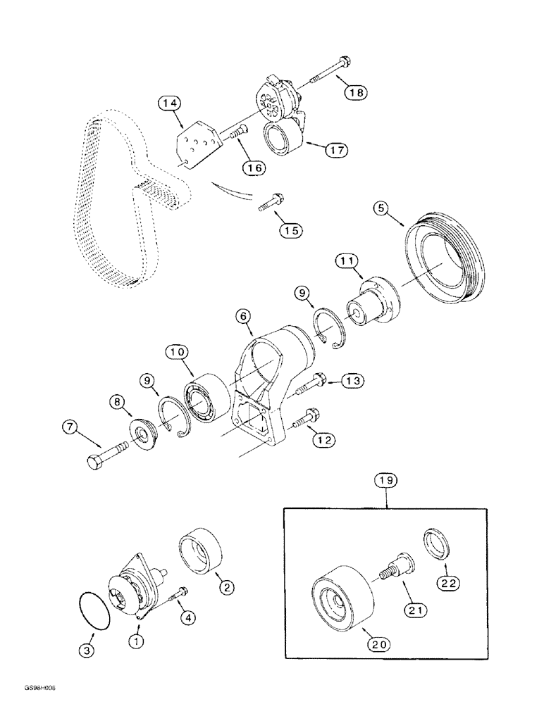 Схема запчастей Case 584E - (2-17A) - WATER PUMP SYSTEM, P.I.N. JJG0251722 AND AFTER, 4-390 EMISSIONS CERTIFIED ENGINE (02) - ENGINE