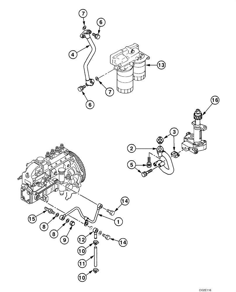 Схема запчастей Case CX135SR - (02-17) - OIL CIRCUIT (02) - ENGINE