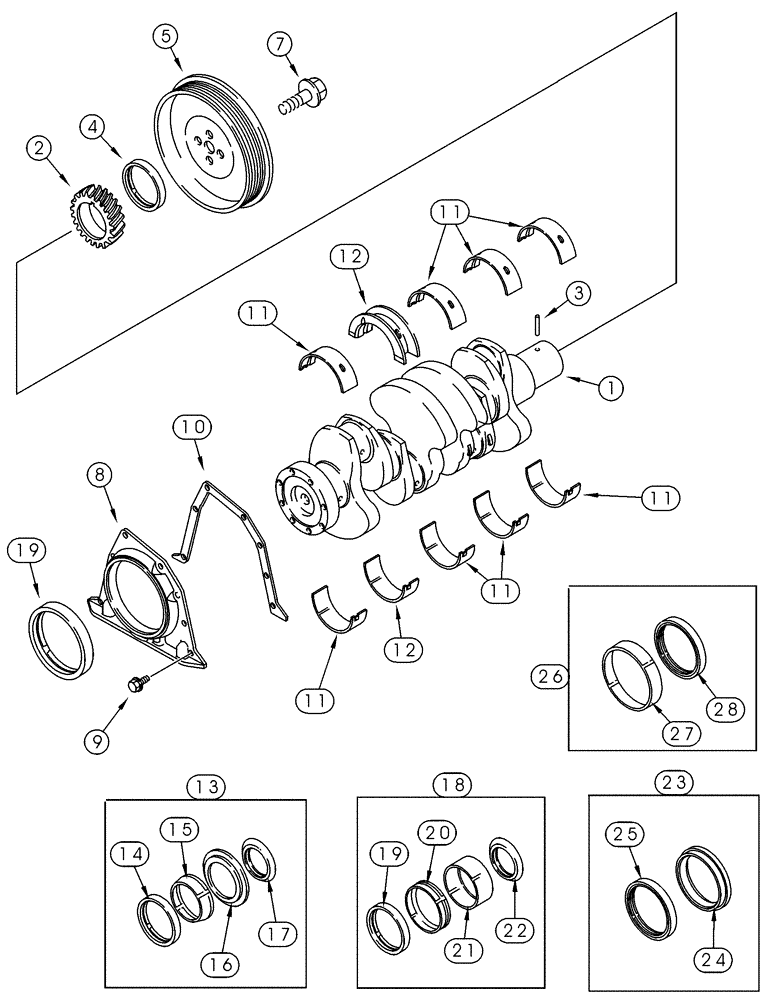 Схема запчастей Case 960 - (02-19) - CRANKSHAFT (02) - ENGINE