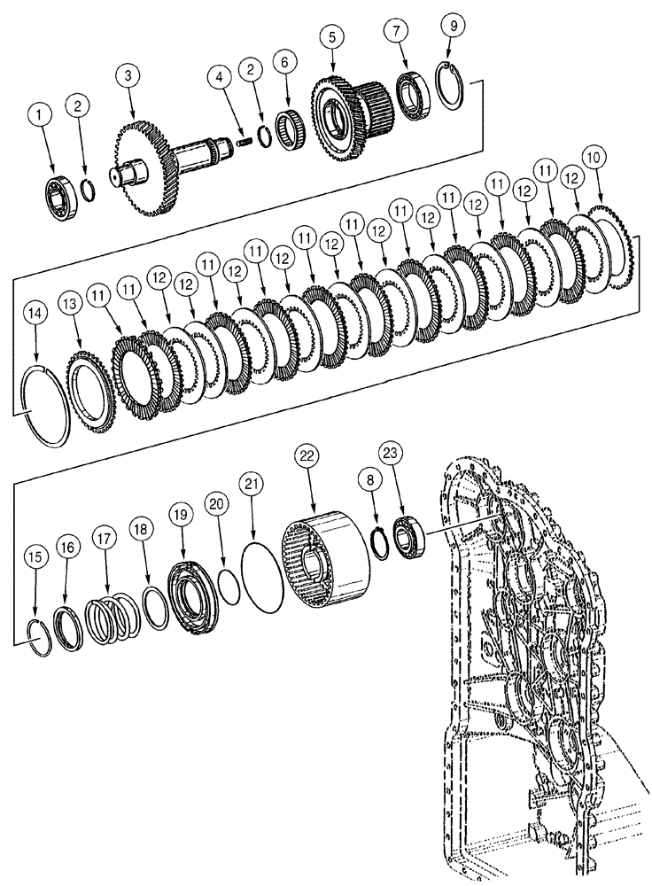 Схема запчастей Case 721C - (06-12) - TRANSMISSION - CLUTCH ASSY, REVERSE (06) - POWER TRAIN