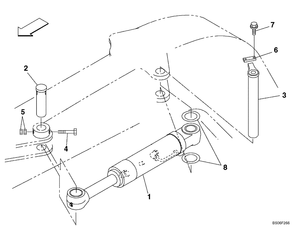 Схема запчастей Case CX135SR - (09-42A) - BOOM CYLINDER, MOUNTING - MODELS WITH OFFSET BOOM (09) - CHASSIS/ATTACHMENTS