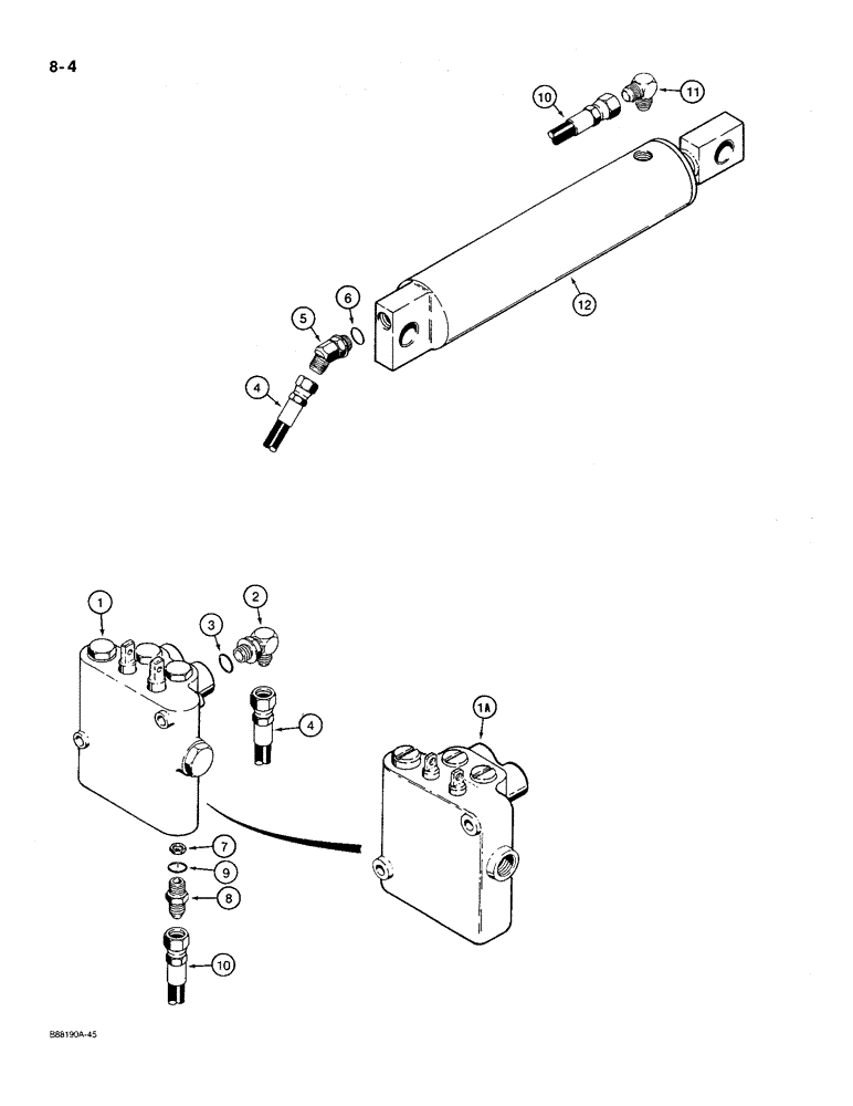 Схема запчастей Case MAXI-SNEAKER C - (8-04) - TRENCHER BOOM LIFT HYDRAULIC CIRCUIT (08) - HYDRAULICS