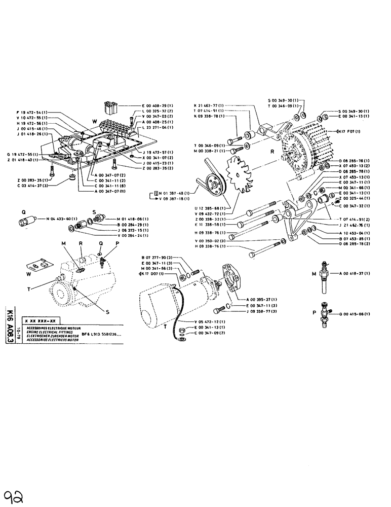 Схема запчастей Case SC150L - (092) - ENGINE ELECTRICAL FITTINGS 