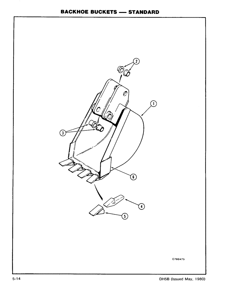 Схема запчастей Case DH5 - (5-14) - BACKHOE BUCKETS - STANDARD (84) - BOOMS, DIPPERS & BUCKETS