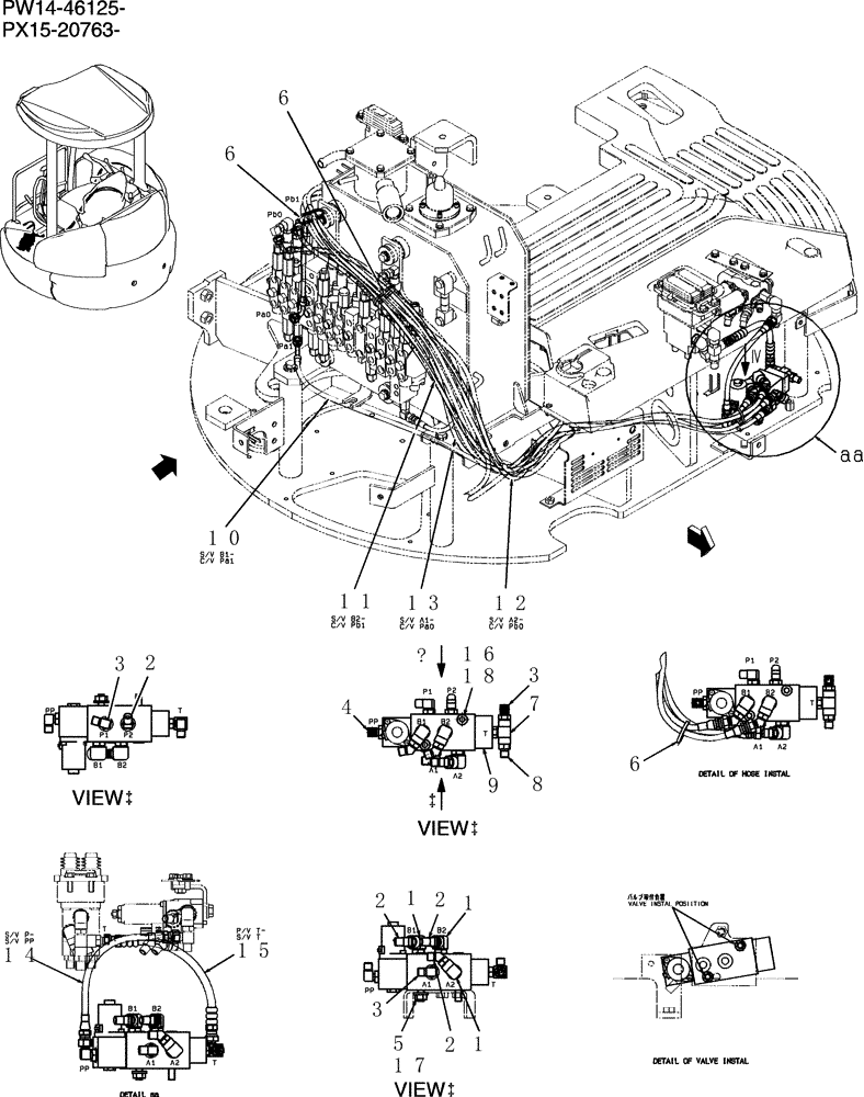 Схема запчастей Case CX36B - (162-72[1]) - CONTROL LINES, REMOTE (ANGLE DOZER) (05) - SUPERSTRUCTURE