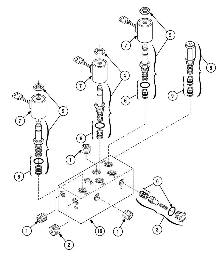 Схема запчастей Case 6010 - (08-13) - VALVE ASSY - SYSTEM CONTROL MANIFOLD (35) - HYDRAULIC SYSTEMS