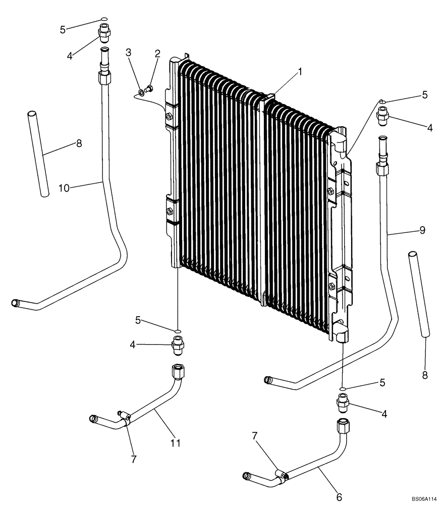 Схема запчастей Case 590SM - (06-11A) - COOLING SYSTEM - TRANSMISSION (WITH FLARED FITTINGS AT COOLER) (06) - POWER TRAIN