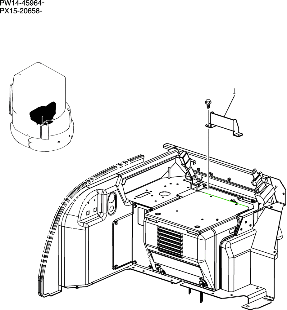 Схема запчастей Case CX36B - (765-01[1]) - STOPPER ASSY (COOLER) (05) - SUPERSTRUCTURE