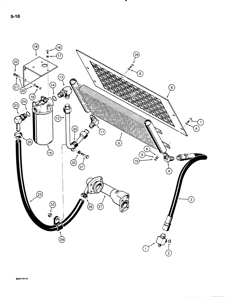 Схема запчастей Case W20C - (5-10) - STEERING HYDRAULIC CIRCUIT, RETURN LINES, MODELS W/O AUXILIARY STERRING (05) - STEERING