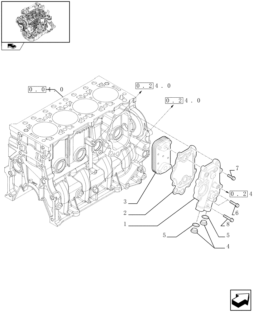 Схема запчастей Case F5CE9454E A001 - (0.31.0) - HEAT EXCHANGER (504154694) 