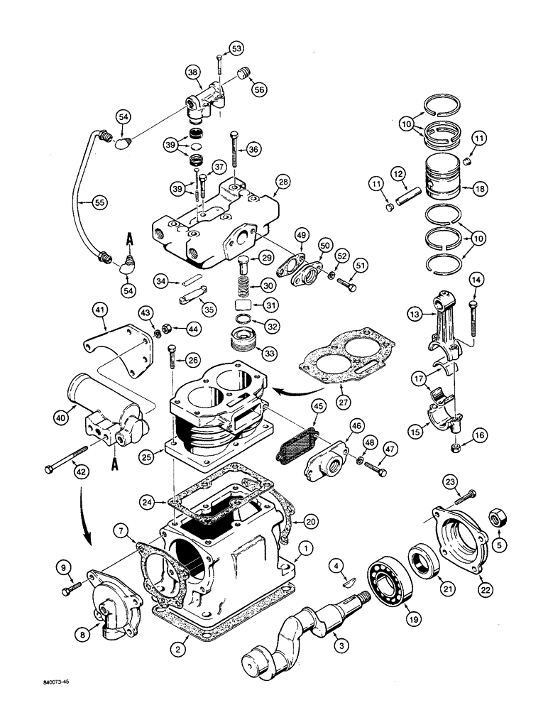 Схема запчастей Case W36 - (7-336) - BRAKE SYSTEM, L112909 AIR COMPRESSOR (07) - BRAKES