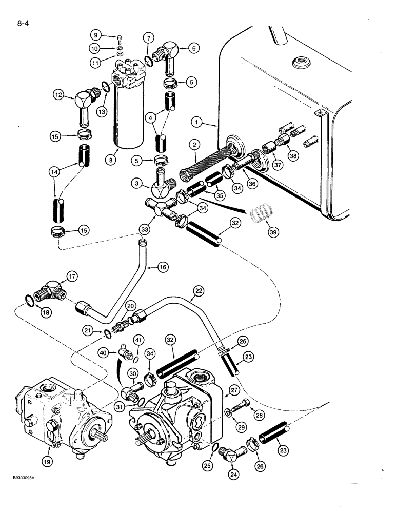 Схема запчастей Case 360 - (8-04) - BASIC HYDRAULIC CIRCUIT (08) - HYDRAULICS