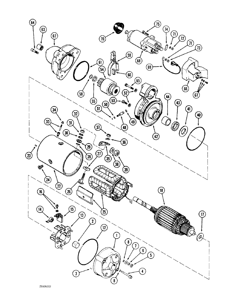 Схема запчастей Case 1155E - (4-08) - STARTER ASSEMBLY, 6-830 AND 6T-830 ENGINE, ALL DOZERS EXCEPT 62" GUAGE LONG TRACK & DRAWBAR MODELS (04) - ELECTRICAL SYSTEMS