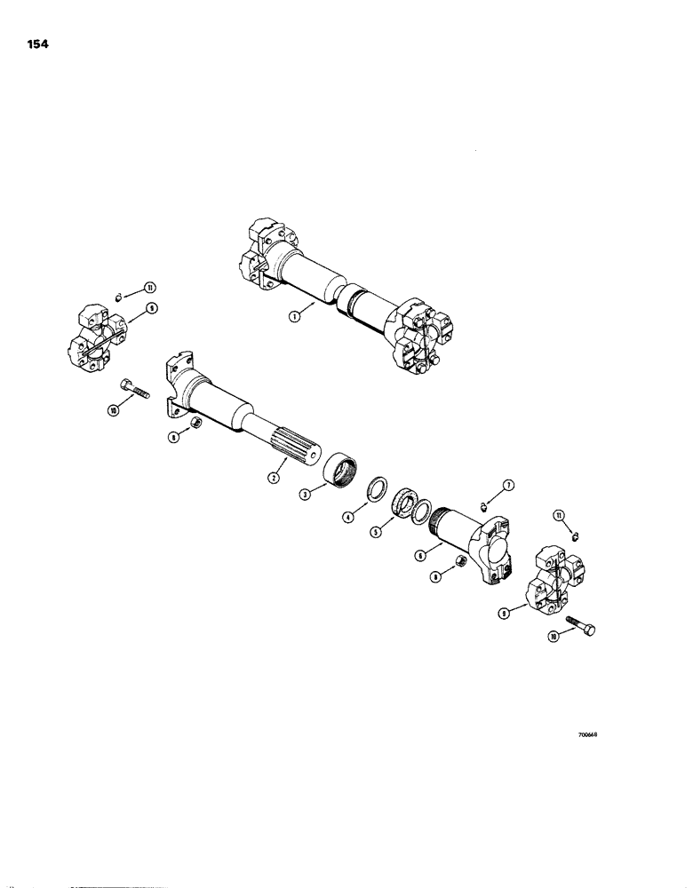 Схема запчастей Case W26B - (154) - REAR AXLE DRIVE SHAFT (06) - POWER TRAIN