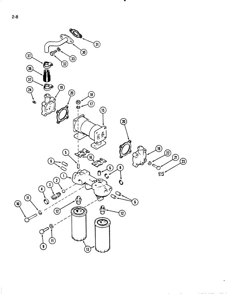 Схема запчастей Case W18B - (2-08) - OIL FILTER AND HEAT EXCHANGER, 504BDT ENGINE (02) - ENGINE