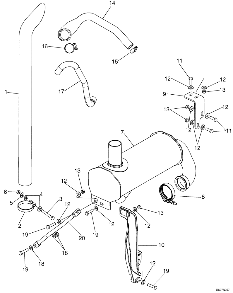 Схема запчастей Case 580M - (02-06) - EXHAUST SYSTEM W/ MUFFLER (02) - ENGINE