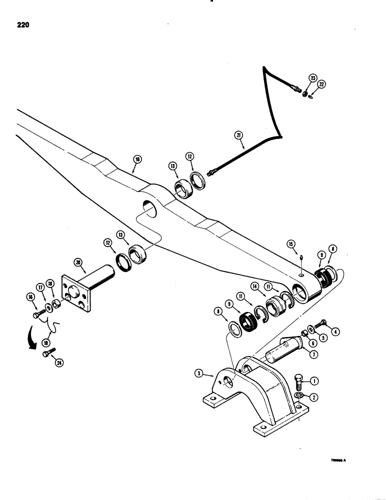 Схема запчастей Case 1150C - (220) - TRACK SUSPENSION - EQUALIZER BEAM, DOZER AND DRAWBAR MODELS (11) - TRACKS/STEERING