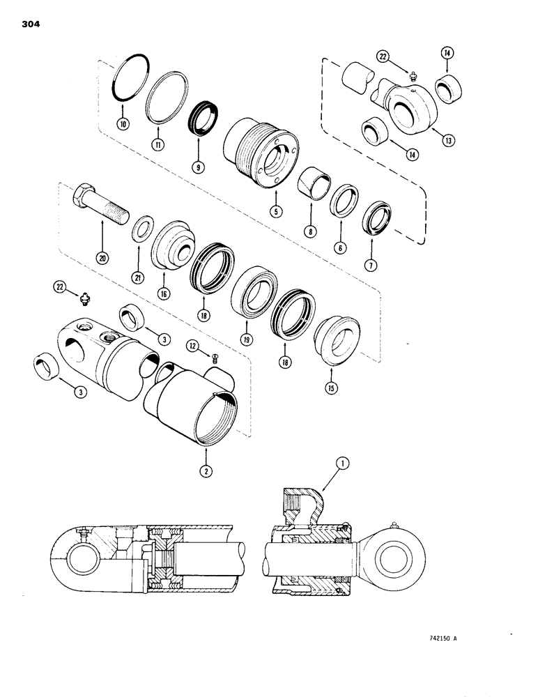 Схема запчастей Case 1150B - (304) - G34530 AND G34531 RIPPER CYLINDERS, GLAND IS STAMPED W/ CYL. PART NUMBER, 3-1/2" ID (88.9 MM) CYL. (07) - HYDRAULIC SYSTEM