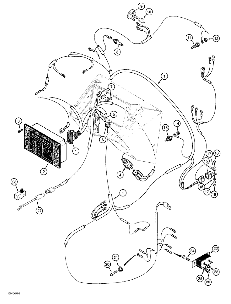 Схема запчастей Case 760 - (04-028) - MAIN WIRING HARNESS, ELECTRICAL COMPONENTS & CONNECTIONS, MODELS WITHOUT ELECTRONIC STEERING (55) - ELECTRICAL SYSTEMS