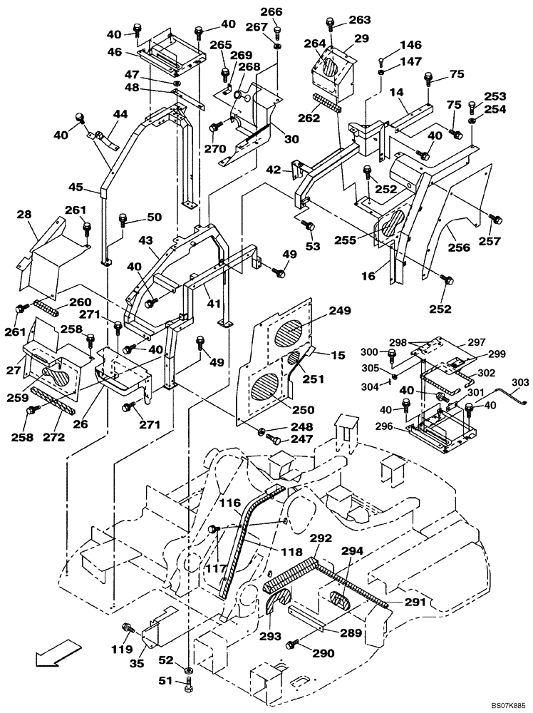 Схема запчастей Case CX225SR - (09-08) - FRAMES, COVERS - INSULATION (09) - CHASSIS/ATTACHMENTS