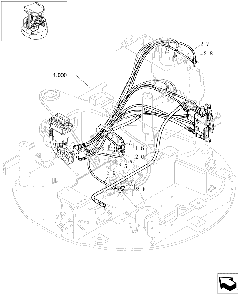 Схема запчастей Case CX31B - (1.080[08B]) - CONTROL LINES VALVE (35) - HYDRAULIC SYSTEMS